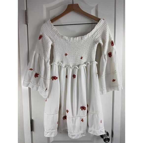 Free People Women's Counting Daisies Embroidered Mini Dress Size S *Stains* - Picture 4 of 12